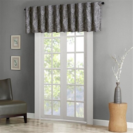 Madison Park 50 x 18 in. Andora Faux Silk Embroidered Window Valance - Grey MP41-4573